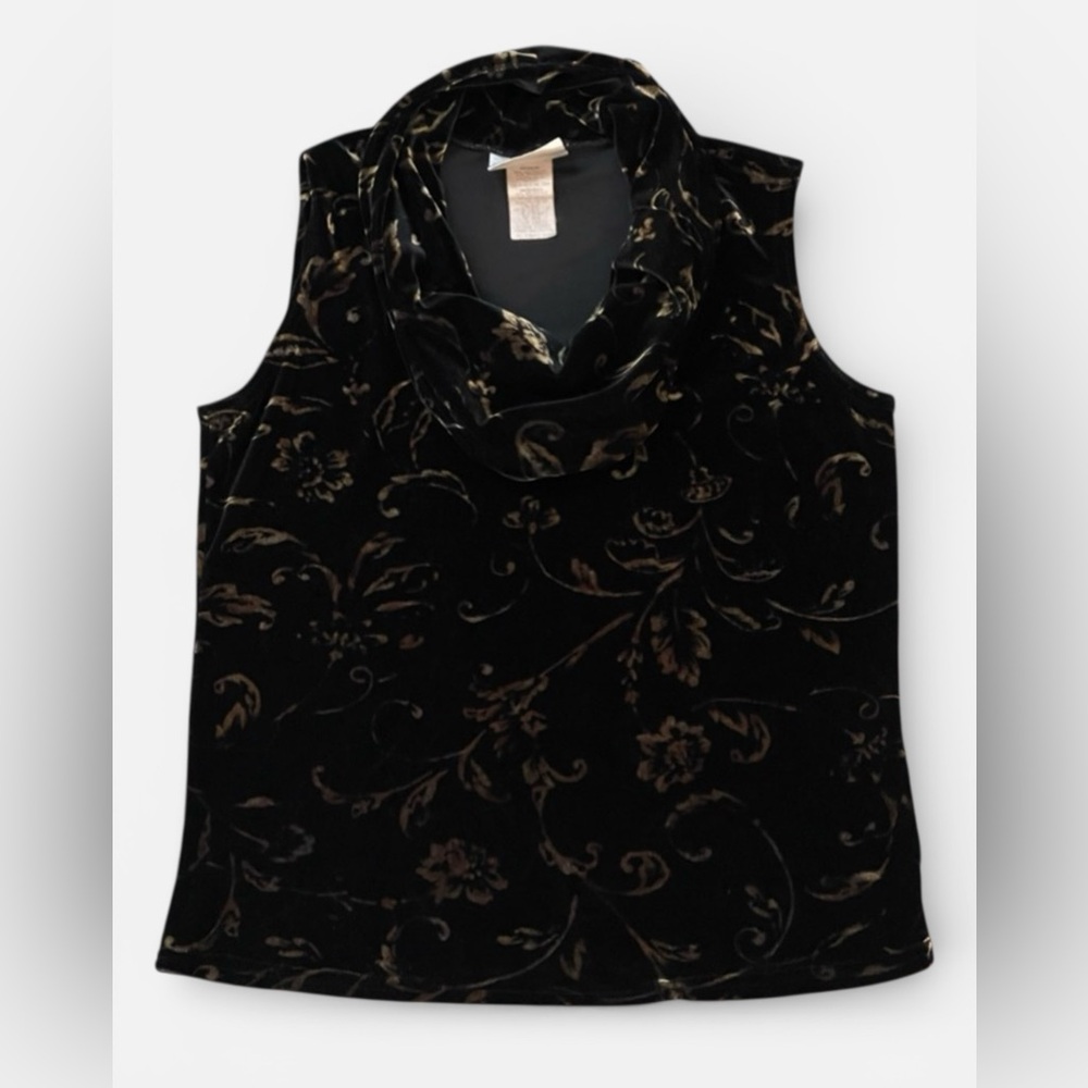 Vintage Kathy Lee Velvet Sleeveless Cowl Neck Blouse